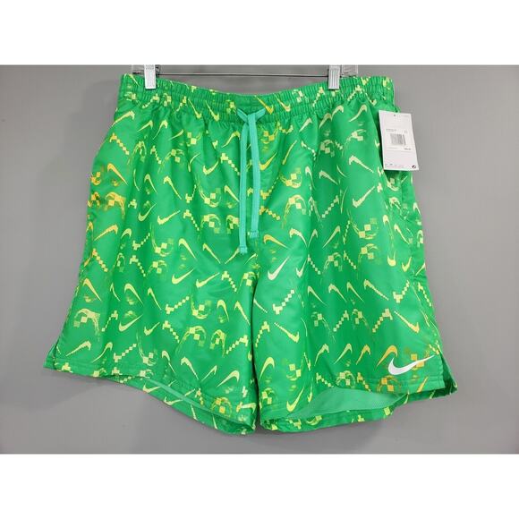 Mens 2XL Nike Digi Swoosh Ombre Swim Trunks Electric Algae Green Neon Retro 80s